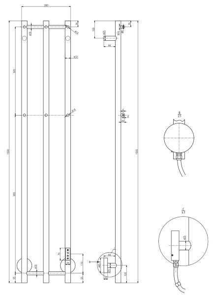 TVS Plus 3V håndklædetørrer - Gunmetal TVS Plus 3V håndklædetørrer - Gunmetal