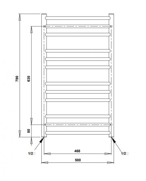 Strømberg Laveno håndklædetørrer til Kombidrift - 50x79 cm - Krom Strømberg Laveno håndklædetørrer til Kombidrift - 50x79 cm - Krom