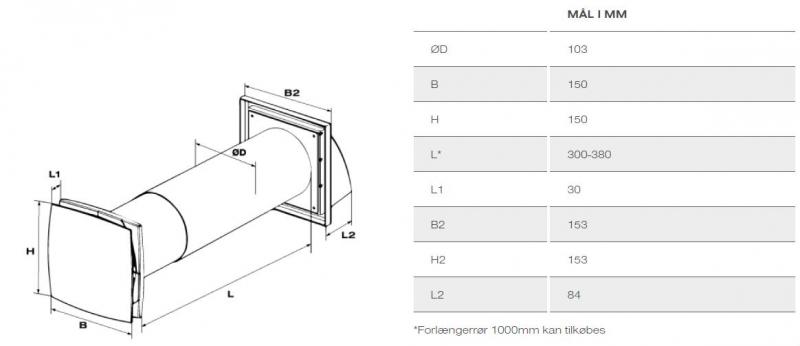 Duka One C4 m/varmegenvinding og fugtstyring Duka One C4 m/varmegenvinding og fugtstyring