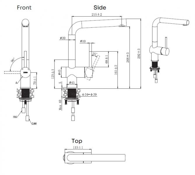Lavabo Kubus 185 RS køkkenarmatur - Rustfrit stål