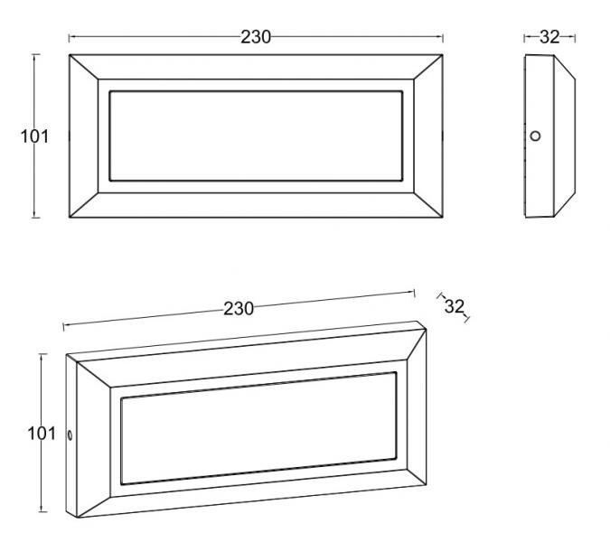 Lutec Architectural Helena udendørslampe til væg - 23 x 10 cm - Mørk grå