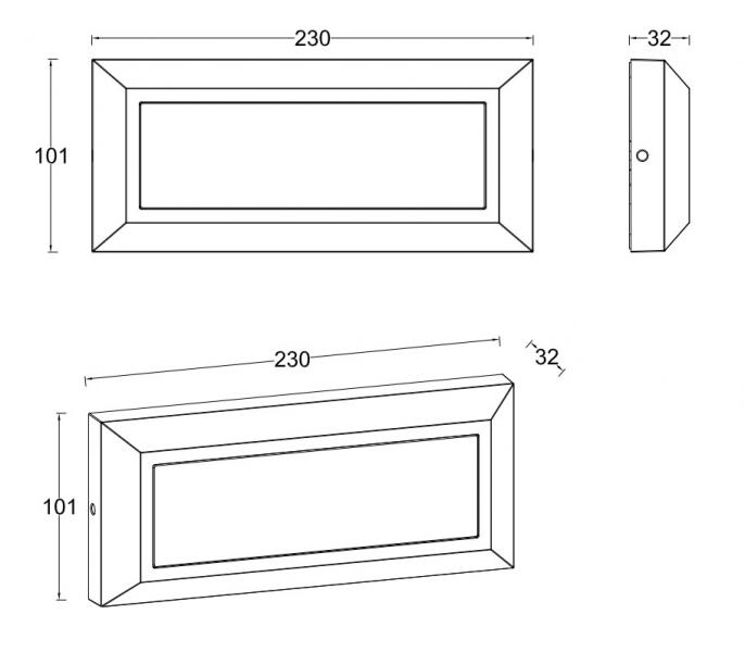 Lutec Architectural Helena udendørslampe til væg - 23 x 10 cm - Mat sort