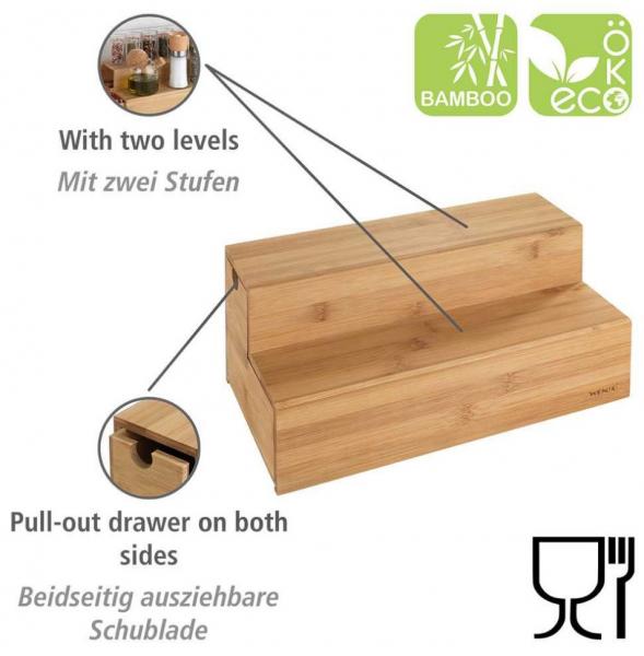 Wenko trappehylde m/skuffe til køkkenbord - Bambus Wenko trappehylde m/skuffe til køkkenbord - Bambus