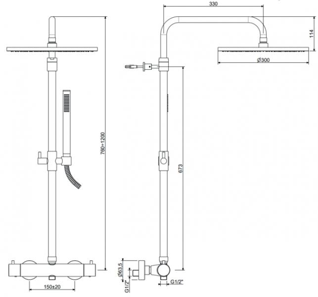 Lavabo Argo komplet brusesæt - Bruneret massiv messing Lavabo Argo komplet brusesæt - Bruneret massiv messing