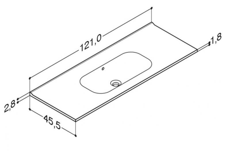 Dansani Luna Vask Kantate 121 cm porcelæn hvid u/hanehul