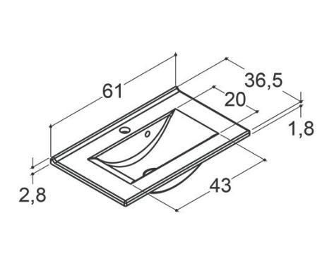 Dansani Amber Mini 60 møbelvask - 1 hanehul Dansani Amber Mini 60 møbelvask - 1 hanehul