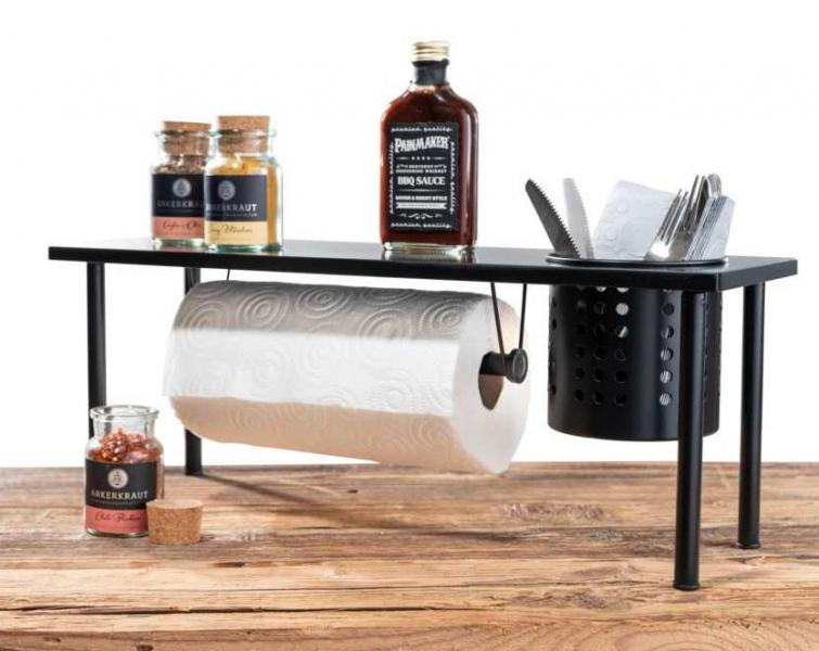 Wenko køkkenorganiser m/hylde og køkkenrulleholder - Mat sort Wenko køkkenorganiser m/hylde og køkkenrulleholder - Mat sort