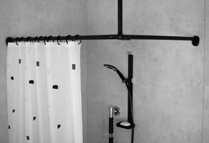 Ridder universal badeforhængsstang - 90 x 90 cm - Mat sort