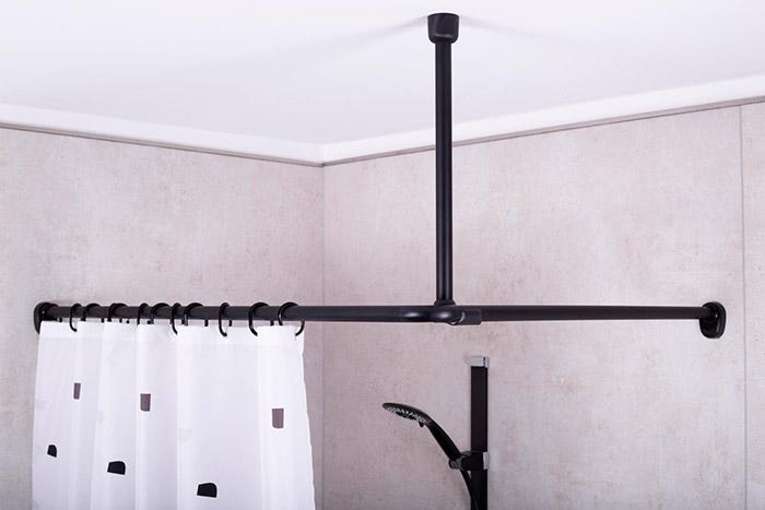 Ridder Wien loftstøtte t/badeforhængsstang - 50 cm - Mat sort