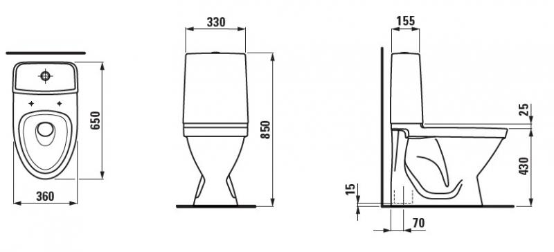 Laufen Rigo rimless toilet m/skjult S-lås Laufen Rigo rimless toilet m/skjult S-lås