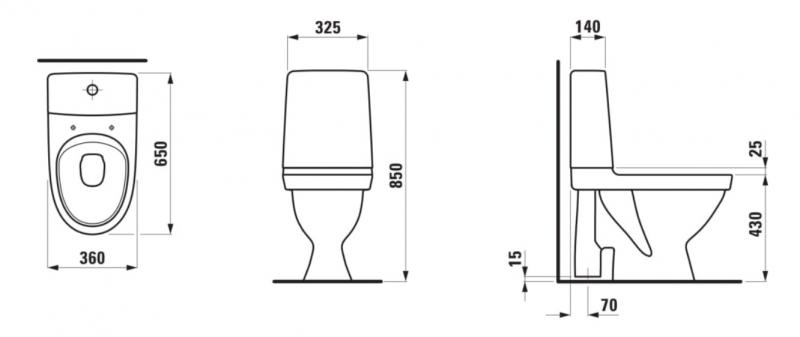 Laufen Kompas Rimless toilet m/åben S-lås - Limning Laufen Kompas Rimless toilet m/åben S-lås - Limning