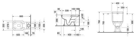Duravit 1930 toilet uden cisterne - P-lås Duravit 1930 toilet uden cisterne - P-lås