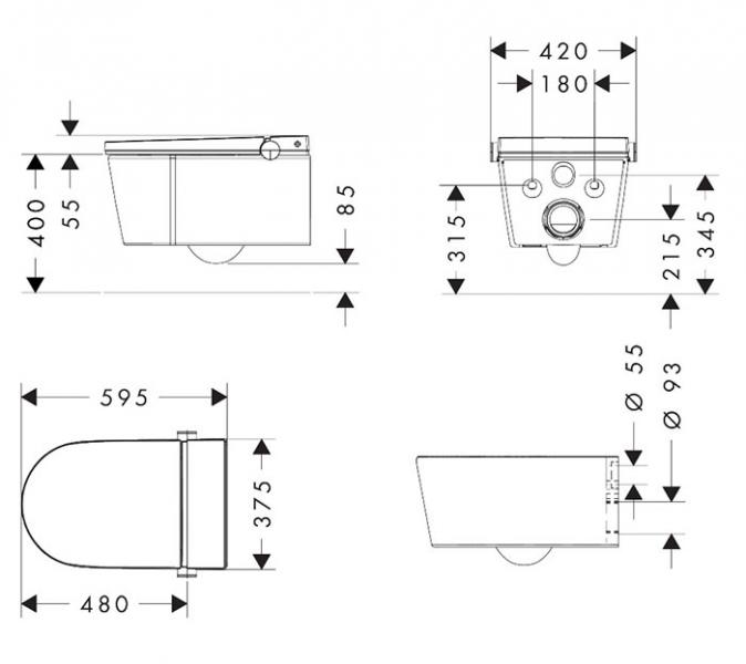 hansgrohe LavaPura Element S v&aelig;gh&aelig;ngt bidettoilet