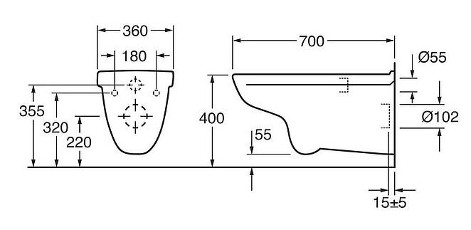 Gustavsberg 4G01 Care rimless væghængt toilet