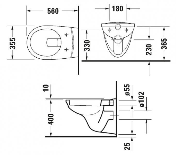 Duravit D-Code Basic 56 væghængt toilet