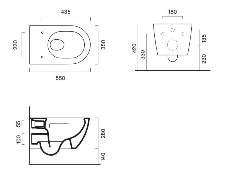 Catalano Sfera 55 væghængt toilet m/Silentech og CataGlaze+