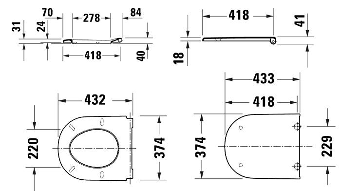 Duravit D-code toiletsæde m/SoftClose og QuickRelease