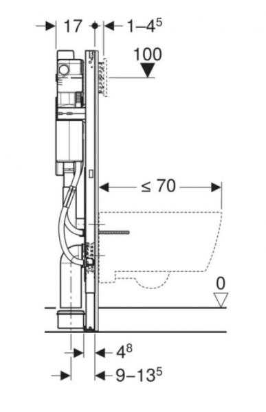 Geberit Duofix element til væghængt toilet 112 m/Sigma indbygningscisterne - Barrierefri