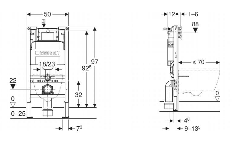 Geberit Duofix bambini element til væghængt toilet til børn 97 cm