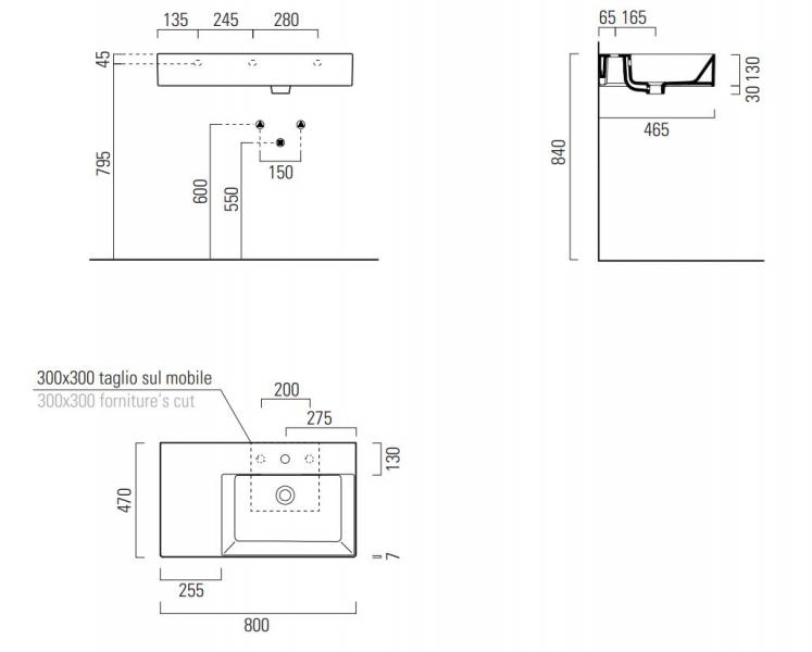 GSI Kube X 80 asymmetrisk håndvask t/væg - ExtraGlaze GSI Kube X 80 asymmetrisk håndvask t/væg - ExtraGlaze