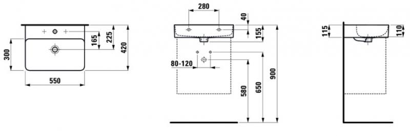 Laufen Val compact 55 håndvask t/væg eller møbel - 1 hanehul Laufen Val compact 55 håndvask t/væg eller møbel - 1 hanehul