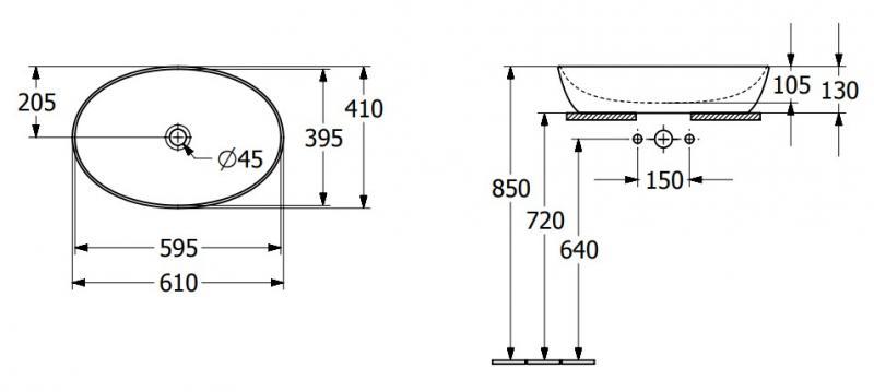 V&B Artis 61 fritstående bowlevask - Uden overløb V&B Artis 61 fritstående bowlevask - Uden overløb