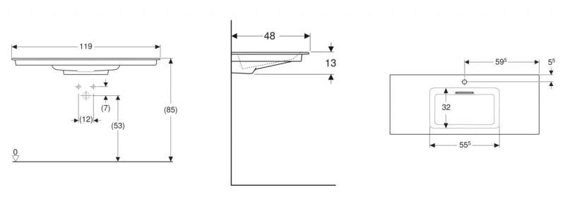 Geberit One 120 håndvask t/møbel - Uden overløb - KeraTect