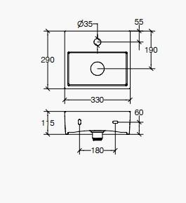 Lineabeta Quarelo 33 håndvask t/væg eller møbel - Uden overløb - 1 hanehul Lineabeta Quarelo 33 håndvask t/væg eller møbel - Uden overløb - 1 hanehul