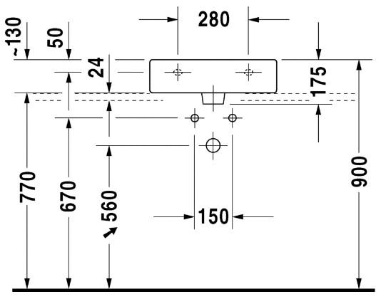 Duravit Vero 50 bowlevask op til væg - 1 hanehul Duravit Vero 50 bowlevask op til væg - 1 hanehul