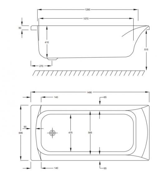 Strømberg Delta badekar t/indbygning - 150 x 70 - 1 ryglæn Strømberg Delta badekar t/indbygning - 150 x 70 - 1 ryglæn