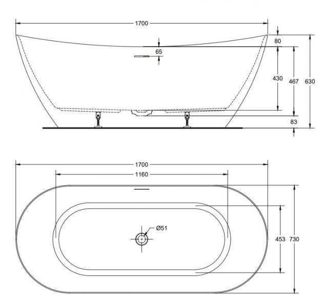 Kriss Noble fritstående badekar - Mat hvid