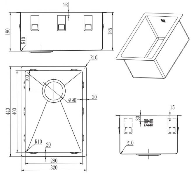 Lavabo Kubus 282 Soft køkkenvask Lavabo Kubus 282 Soft køkkenvask