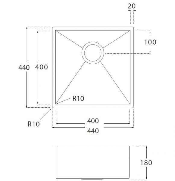 Lavabo Kubus 400 Soft køkkenvask - Messing PVD Lavabo Kubus 400 Soft køkkenvask - Messing PVD