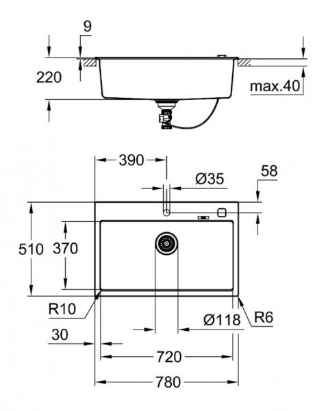 Grohe K700 køkkenvask 80-C - Sort granit Grohe K700 køkkenvask 80-C - Sort granit
