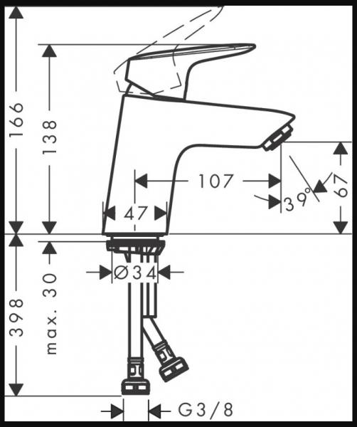 hansgrohe Logis 70 håndvaskarmatur m/CoolStart u/bundventil - Krom