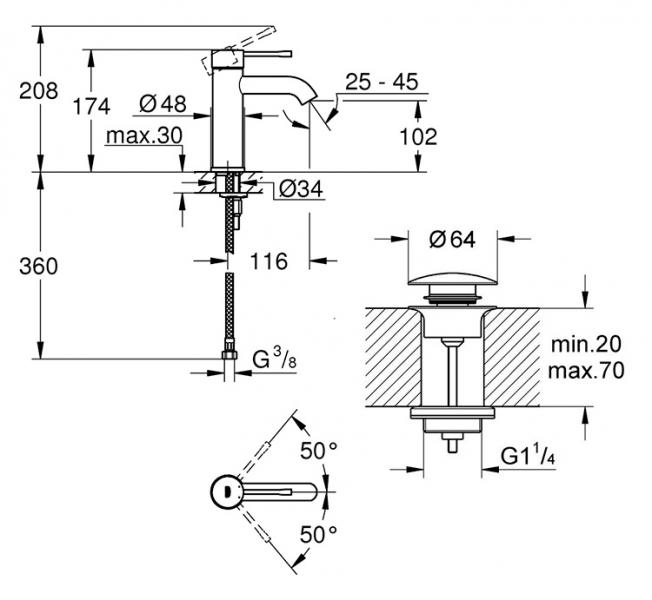 Grohe Essence New håndvaskarmatur m/push-open bundventil - Mat sort Grohe Essence New håndvaskarmatur m/push-open bundventil - Mat sort