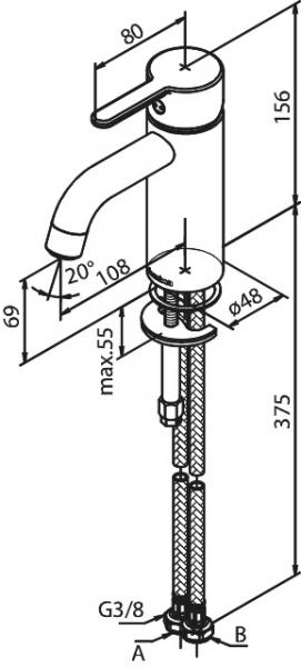 Damixa Silhouet S håndvaskbatteri u/bundventil - Krom Damixa Silhouet S håndvaskbatteri u/bundventil - Krom