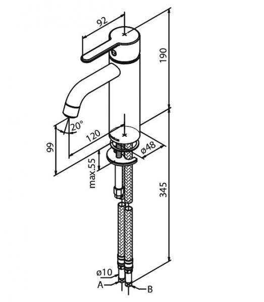 Damixa Silhouet M håndvaskbatteri u/bundventil - Matsort Damixa Silhouet M håndvaskbatteri u/bundventil - Matsort