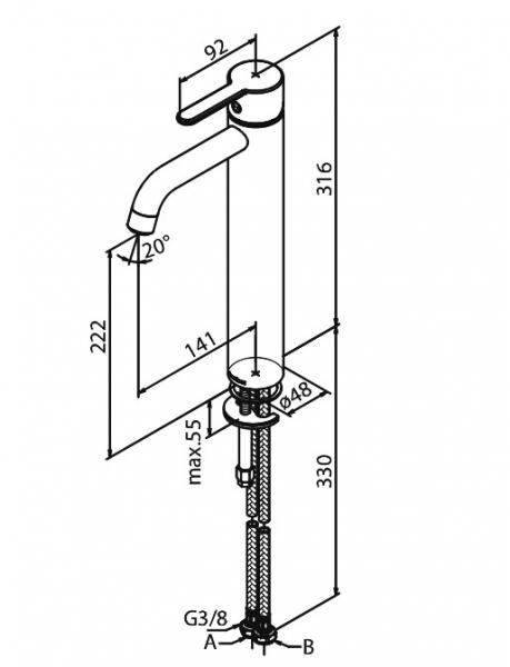 Damixa Silhouet L håndvaskbatteri u/bundventil - Poleret messing Damixa Silhouet L håndvaskbatteri u/bundventil - Poleret messing