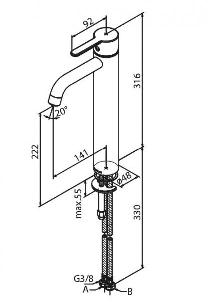 Damixa Silhouet L håndvaskbatteri u/bundventil - Børstet kobber Damixa Silhouet L håndvaskbatteri u/bundventil - Børstet kobber