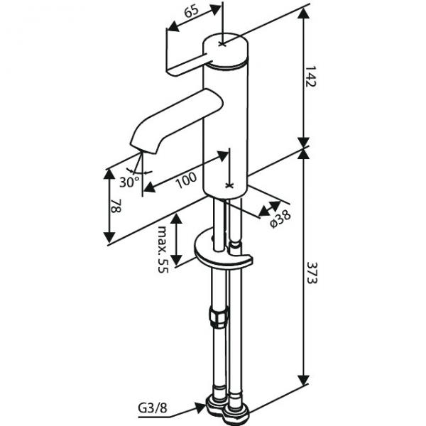 Damixa Iris S håndvaskarmatur u/bundventil m/koldstart - Børstet messing