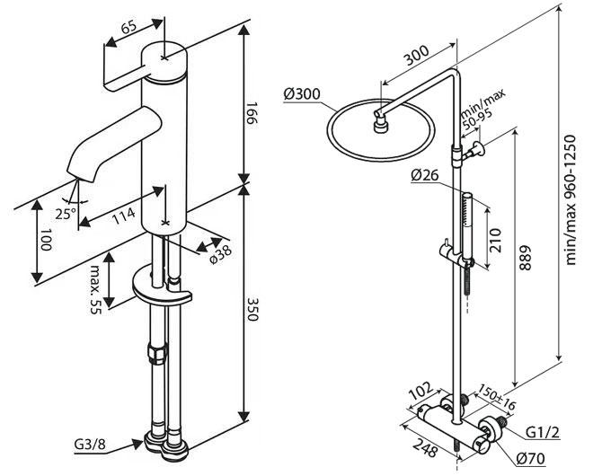Damixa Iris komplet pakke til badeværelse - Mat sort