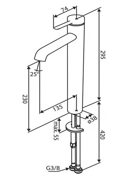 Damixa Iris bowlearmatur m/koldstart u/bundventil - Børstet kobber
