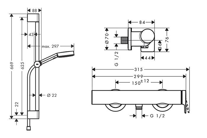 hansgrohe Vivenis komplet pakke til badeværelse - Krom