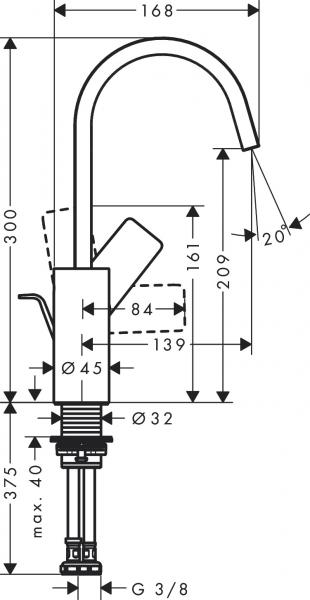 hansgrohe Vivenis 210 håndvaskarmatur m/svingtud u/bundventil - Krom