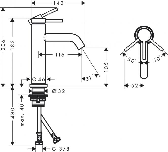 Hansgrohe Tecturis S 110 Ecosmart+ håndvaskarmatur - Krom Hansgrohe Tecturis S 110 Ecosmart+ håndvaskarmatur - Krom