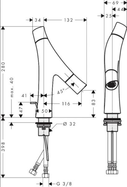 AXOR Starck Organic håndvaskarmatur m/bundventil AXOR Starck Organic håndvaskarmatur m/bundventil