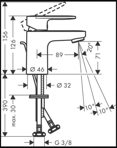 hansgrohe Vernis Blend 70 håndvaskarmatur m/løft-op ventil - Mat sort