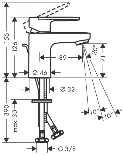 hansgrohe Vernis Blend 70 håndvaskarmatur m/løft-op bundventil - Krom