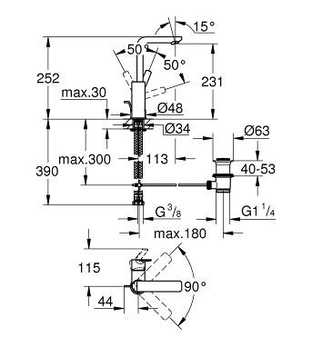 Grohe Lineare New L håndvaskarmartur m/svingtud - Krom Grohe Lineare New L håndvaskarmartur m/svingtud - Krom